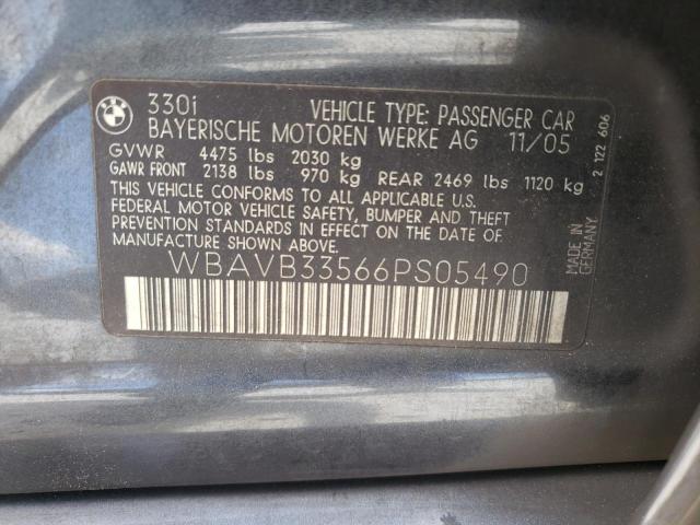 Photo 10 from auction – 2006 BMW 330 I with VIN WBAVB33566PS05490