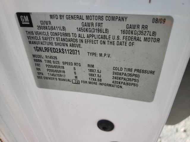 Photo 10 from auction – 2010 CHEVROLET TRAVERSE L with VIN 1GNLRFED2AS112071