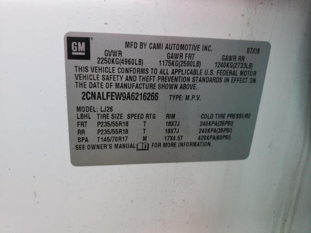 Photo 10 from auction – 2010 CHEVROLET EQUINOX LT with VIN 2CNALFEW9A6216266