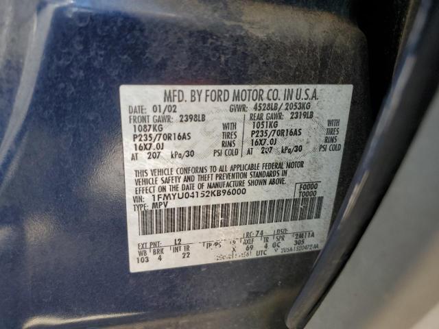 Photo 10 from auction – 2002 FORD ESCAPE XLT with VIN 1FMYU04152KB96000