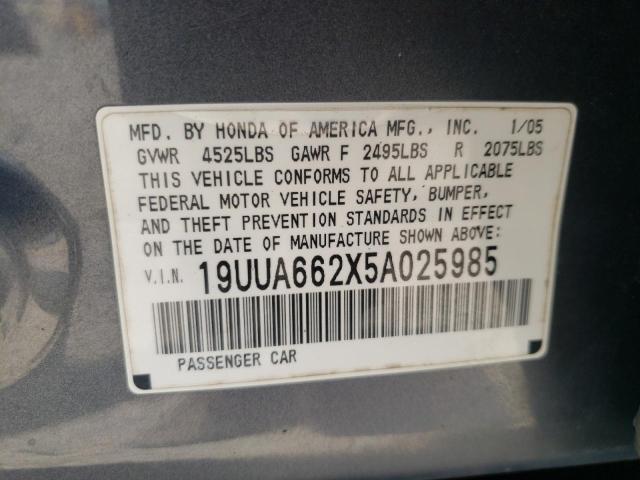 Photo 10 from auction – 2005 ACURA TL with VIN 19UUA662X5A025985