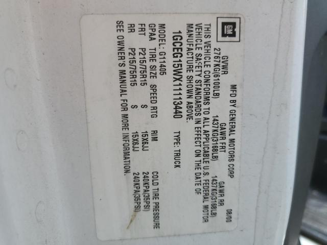 Photo 10 from auction – 2001 CHEVROLET EXPRESS G1 with VIN 1GCEG15WX11113440