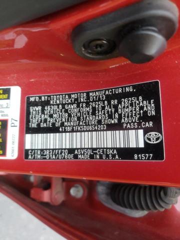 Photo 10 from auction – 2013 TOYOTA CAMRY L with VIN 4T1BF1FK5DU654203