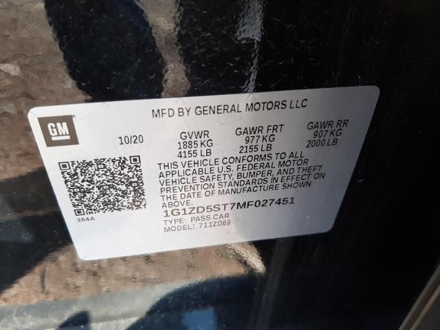 Photo 10 from auction – 2021 CHEVROLET MALIBU LT with VIN 1G1ZD5ST7MF027451
