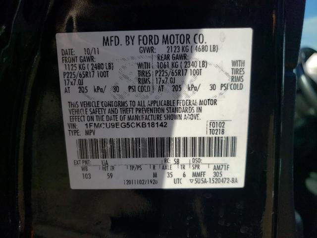 Photo 10 from auction – 2012 FORD ESCAPE LIM with VIN 1FMCU9EG5CKB18142