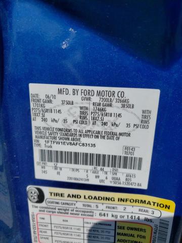 Photo 10 from auction – 2010 FORD F150 SUPER with VIN 1FTFW1EV8AFC83135