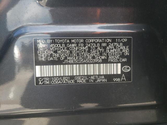 Photo 10 from auction – 2010 LEXUS IS 350 with VIN JTHBE5C25A5023958