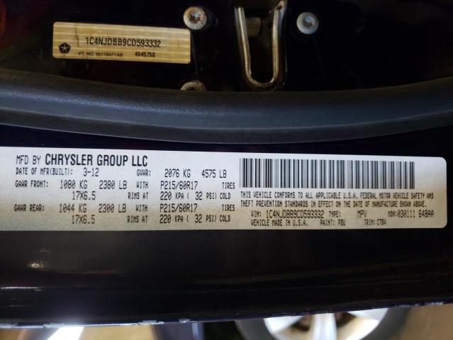 Photo 10 from auction – 2012 JEEP COMPASS SP with VIN 1C4NJDBB9CD593332