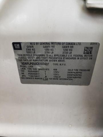 Photo 10 from auction – 2012 CHEVROLET EQUINOX LT with VIN 2GNFLPE50C6107437