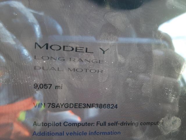 Photo 8 from auction – 2022 TESLA MODEL Y with VIN 7SAYGDEE3NF386824