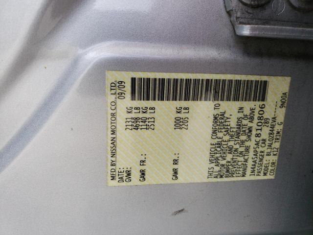 Photo 10 from auction – 2010 NISSAN MAXIMA S with VIN 1N4AA5AP5AC810806