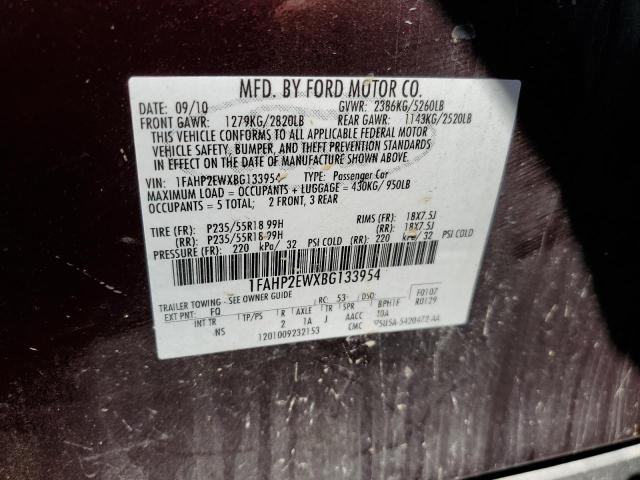 Photo 10 from auction – 2011 FORD TAURUS SEL with VIN 1FAHP2EWXBG133954
