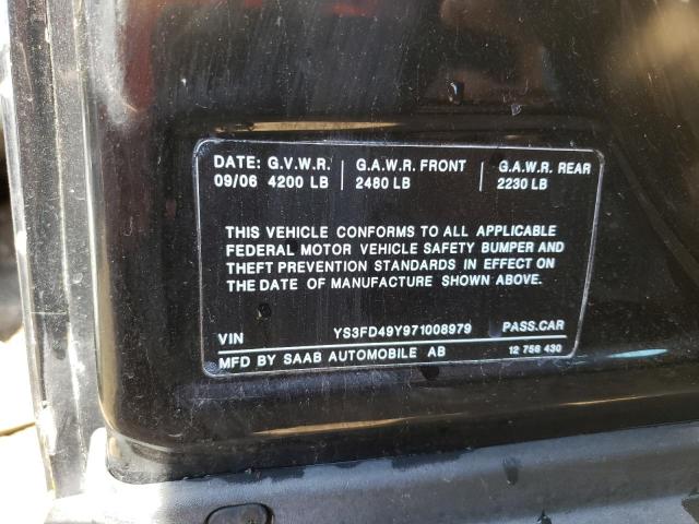 Photo 10 from auction – 2007 SAAB 9-3 2.0T with VIN YS3FD49Y971008979