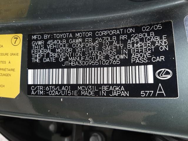 Photo 10 from auction – 2005 LEXUS ES 330 with VIN JTHBA30G955102765