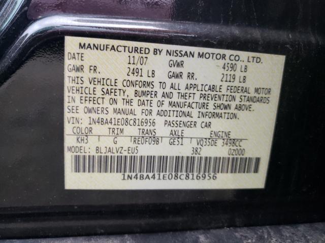 Photo 10 from auction – 2008 NISSAN MAXIMA SE with VIN 1N4BA41E08C816956