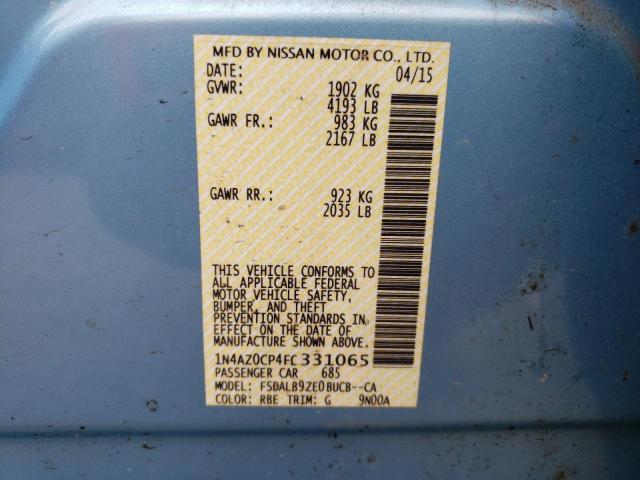 Photo 10 from auction – 2015 NISSAN LEAF S with VIN 1N4AZ0CP4FC331065