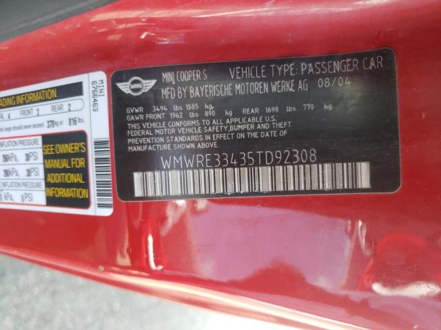 Photo 10 from auction – 2005 MINI COOPER S with VIN WMWRE33435TD92308