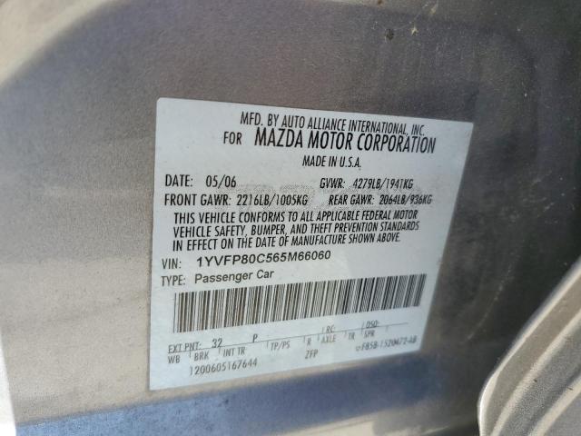 Photo 10 from auction – 2006 MAZDA 6 I with VIN 1YVFP80C565M66060