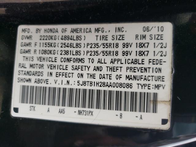 Photo 10 from auction – 2010 ACURA RDX with VIN 5J8TB1H28AA008086