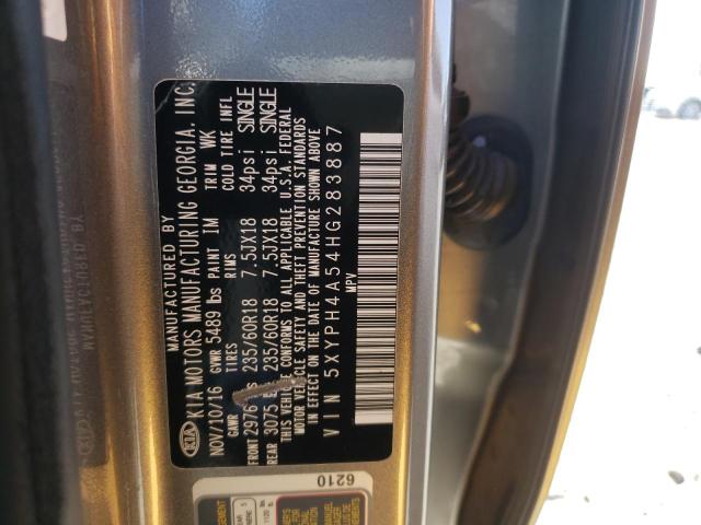 Photo 10 from auction – 2017 KIA SORENTO EX with VIN 5XYPH4A54HG283887
