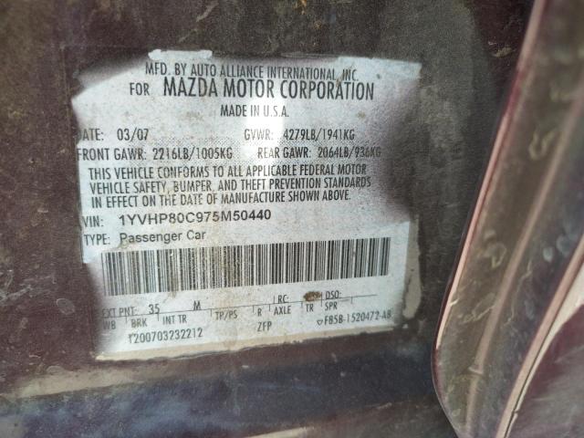 Photo 10 from auction – 2007 MAZDA 6 I with VIN 1YVHP80C975M50440