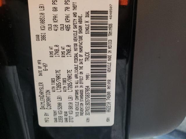 Photo 10 from auction – 2007 DODGE RAM 1500 with VIN 3D7KS19D57G837854