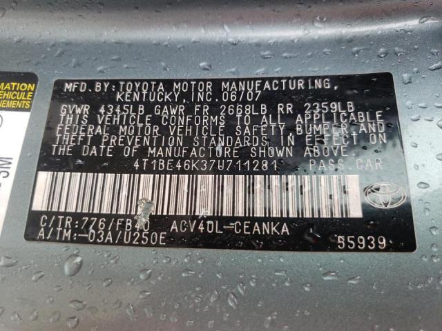 Photo 10 from auction – 2007 TOYOTA CAMRY CE with VIN 4T1BE46K37U711281