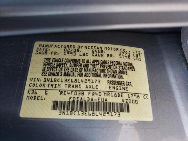 Photo 10 from auction – 2008 NISSAN VERSA S with VIN 3N1BC13E68L429173