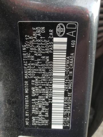 Photo 10 from auction – 2013 TOYOTA COROLLA BA with VIN 2T1BU4EE4DC965593