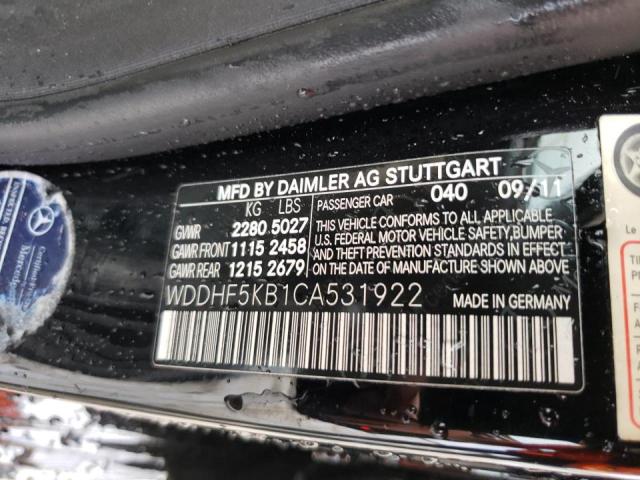 Photo 10 from auction – 2012 MERCEDES-BENZ E 350 with VIN WDDHF5KB1CA531922
