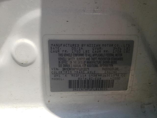 Photo 10 from auction – 2015 NISSAN VERSA S with VIN 3N1CN7AP1FL813221