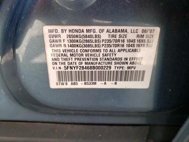 Photo 10 from auction – 2008 HONDA PILOT EX with VIN 5FNYF28468B000229