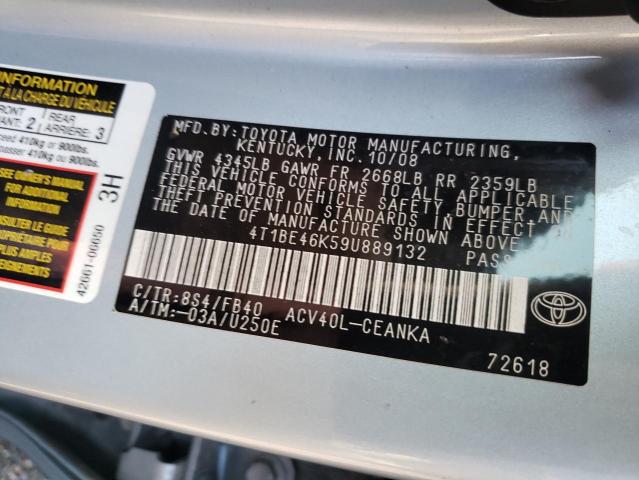 Photo 10 from auction – 2009 TOYOTA CAMRY BASE with VIN 4T1BE46K59U889132