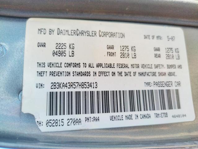 Photo 10 from auction – 2007 DODGE CHARGER SE with VIN 2B3KA43R57H853413
