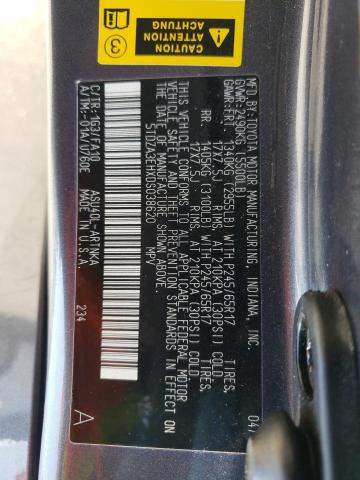 Photo 10 from auction – 2013 TOYOTA HIGHLANDER with VIN 5TDZA3EHXDS038620