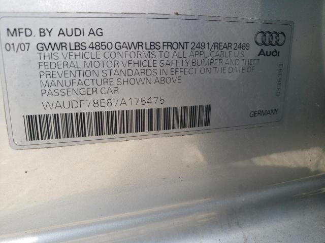 Foto 10 de la subasta – 2007 AUDI A4 2.0T QU con VIN WAUDF78E67A175475