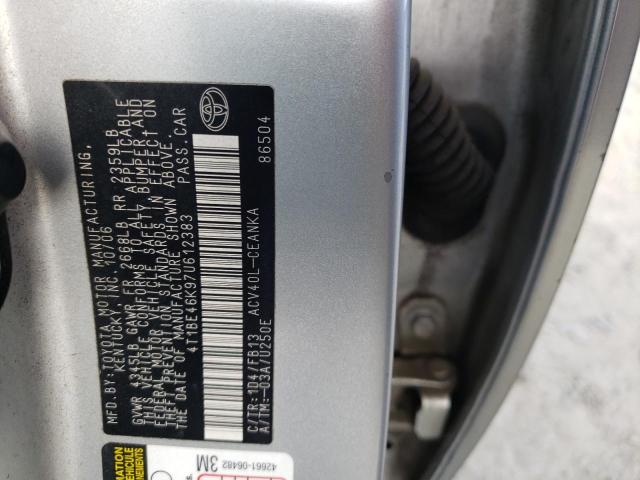 Photo 10 from auction – 2007 TOYOTA CAMRY CE with VIN 4T1BE46K97U612383