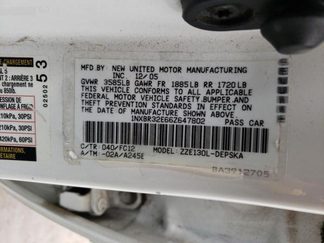Photo 10 from auction – 2006 TOYOTA COROLLA CE with VIN 1NXBR32E66Z647802