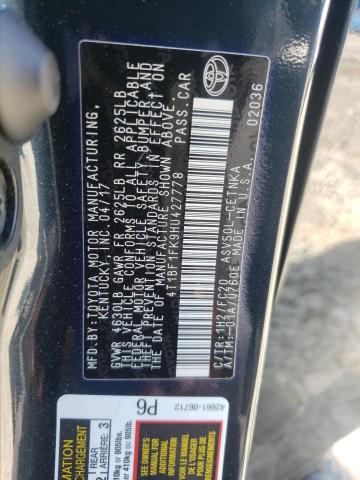 Photo 10 from auction – 2017 TOYOTA CAMRY LE with VIN 4T1BF1FK9HU427778