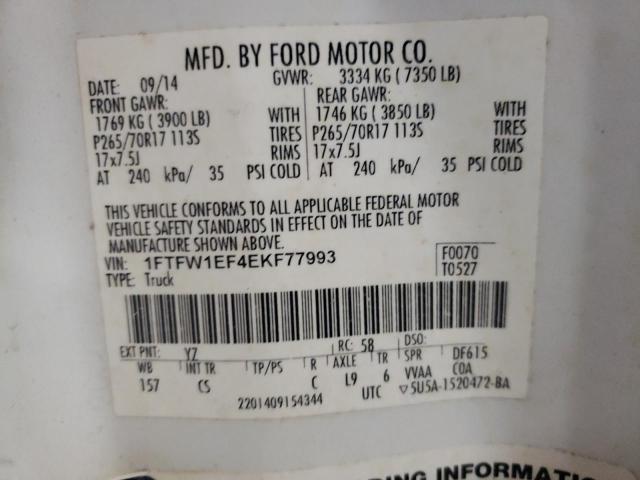 Photo 10 from auction – 2014 FORD F150 SUPER with VIN 1FTFW1EF4EKF77993