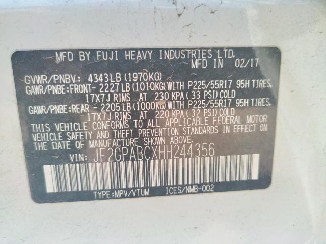 Photo 10 from auction – 2017 SUBARU CROSSTREK with VIN JF2GPABCXHH244356