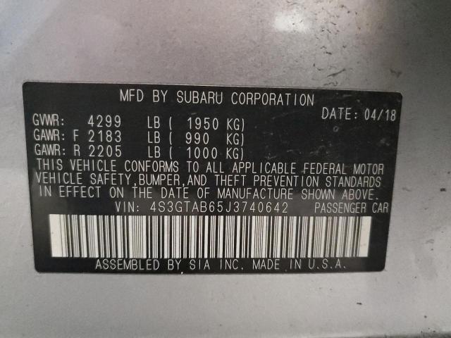 Photo 10 from auction – 2018 SUBARU IMPREZA PR with VIN 4S3GTAB65J3740642