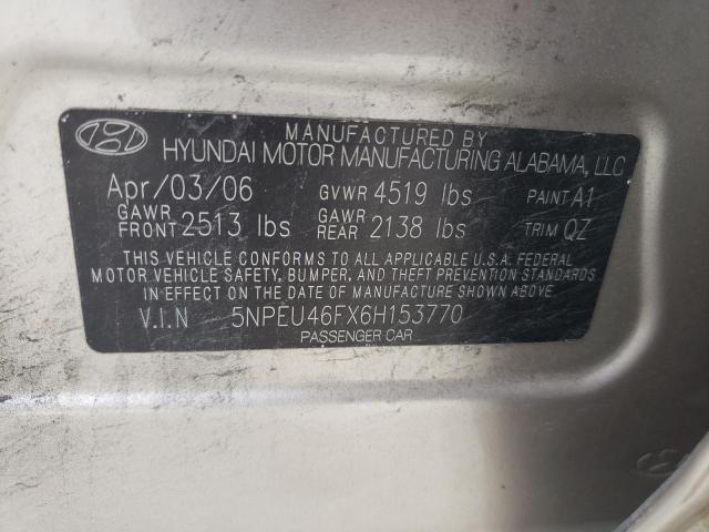 Photo 10 from auction – 2006 HYUNDAI SONATA GLS with VIN 5NPEU46FX6H153770