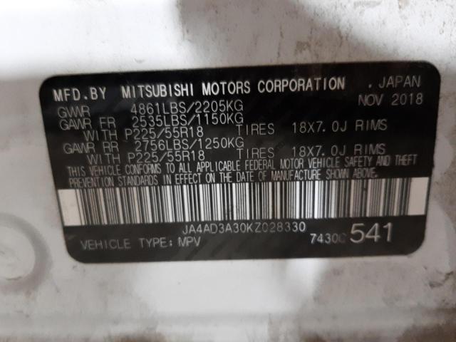 Photo 10 from auction – 2019 MITSUBISHI OUTLANDER with VIN JA4AD3A30KZ028330