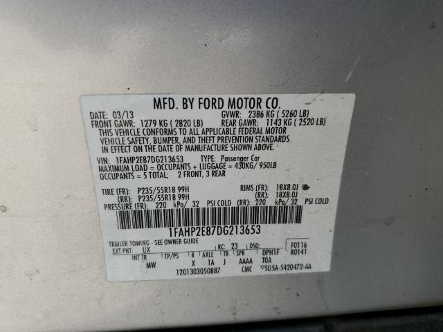 Photo 10 from auction – 2013 FORD TAURUS SEL with VIN 1FAHP2E87DG213653