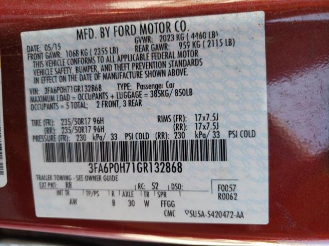 Photo 10 from auction – 2016 FORD FUSION SE with VIN 3FA6P0H71GR132868