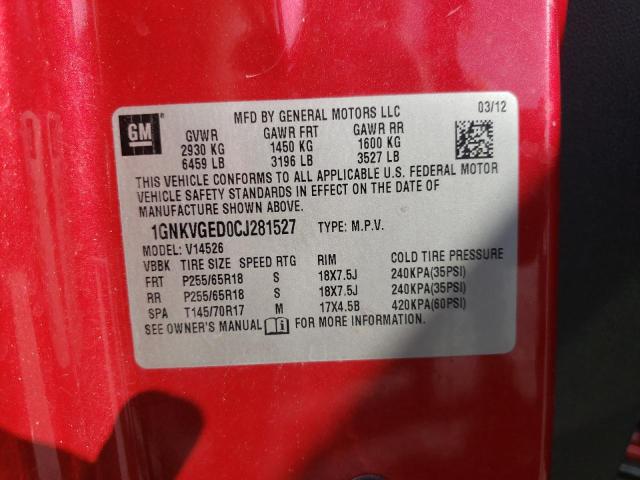 Photo 10 from auction – 2012 CHEVROLET TRAVERSE L with VIN 1GNKVGED0CJ281527