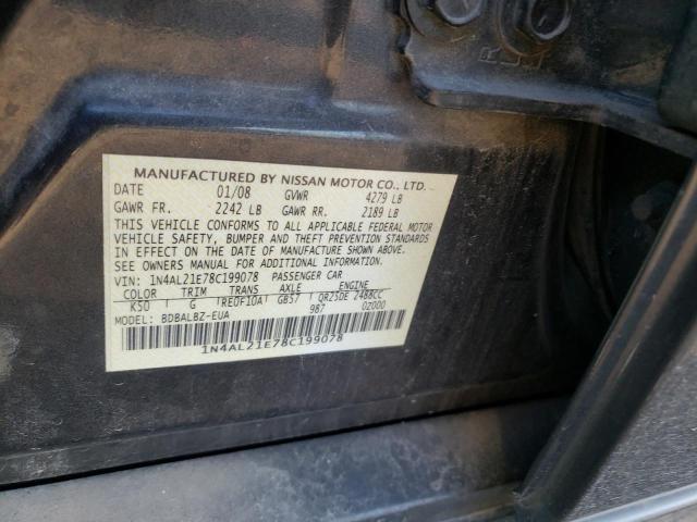 Photo 10 from auction – 2008 NISSAN ALTIMA 2.5 with VIN 1N4AL21E78C199078