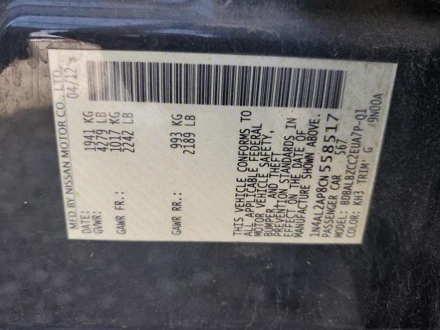 Photo 10 from auction – 2012 NISSAN ALTIMA BAS with VIN 1N4AL2AP8CN558517