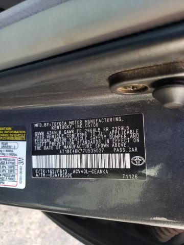 Photo 10 from auction – 2007 TOYOTA CAMRY CE with VIN 4T1BE46K77U535027